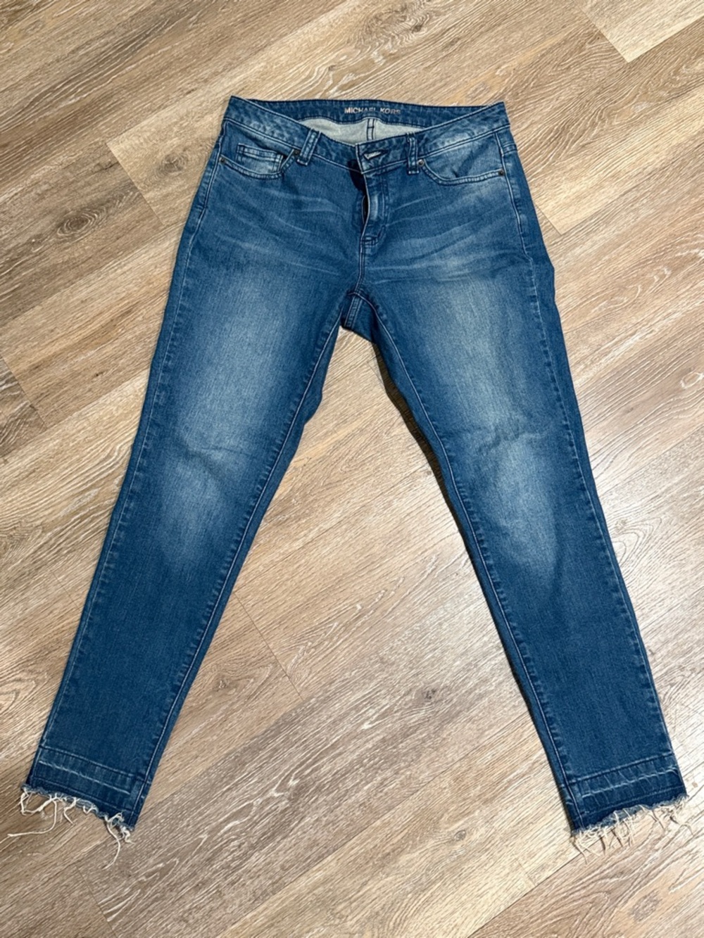 Michael Kors Dark Blue Ankle Crop Jeans with Raw Hem